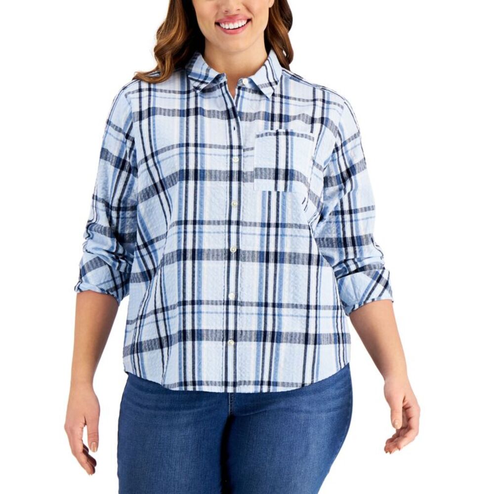 Style & Co Plus Size Plaid Boyfriend Shirt